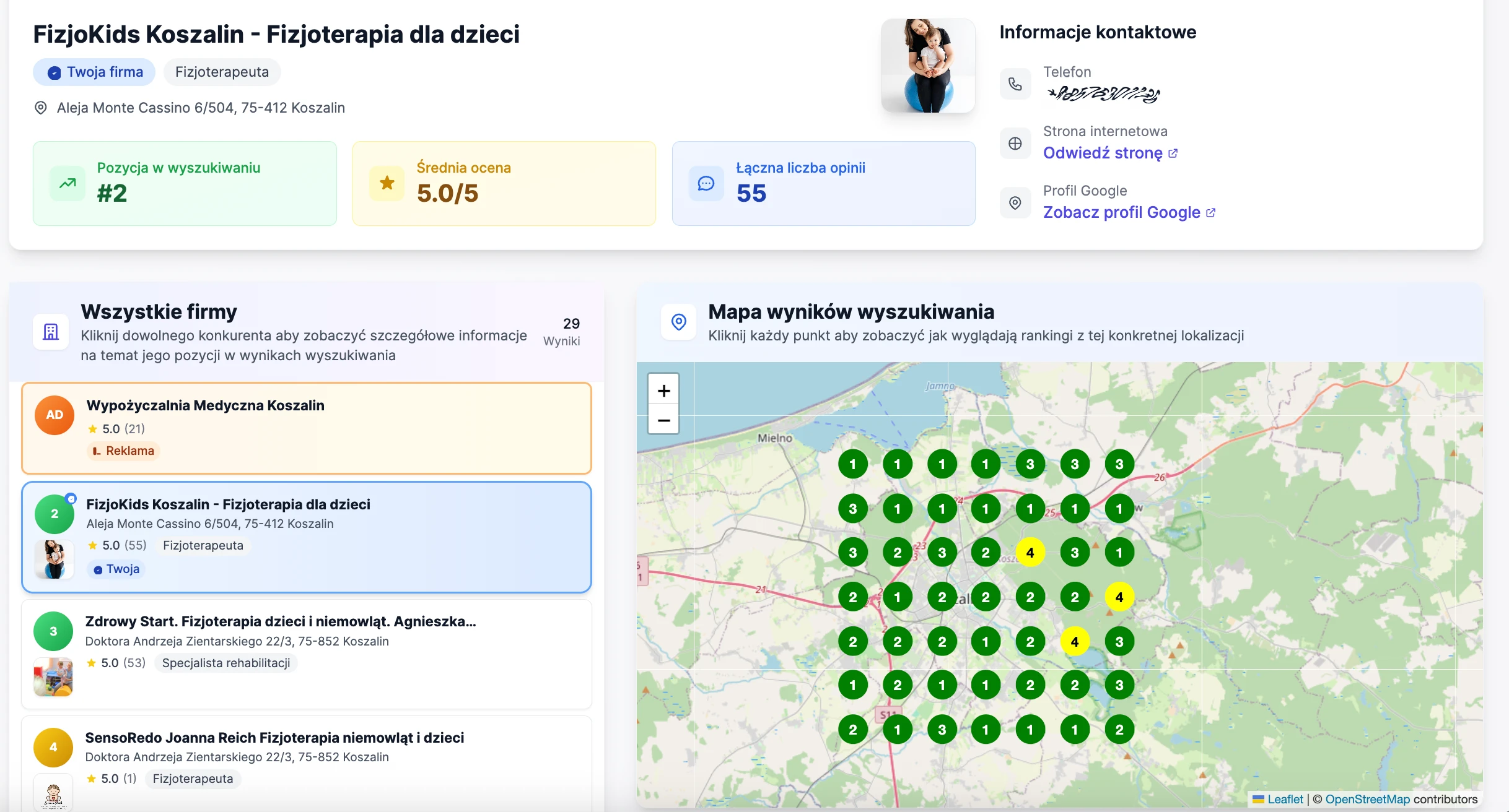 Panel LokalnyTOP: mapa widoczności i pozycje